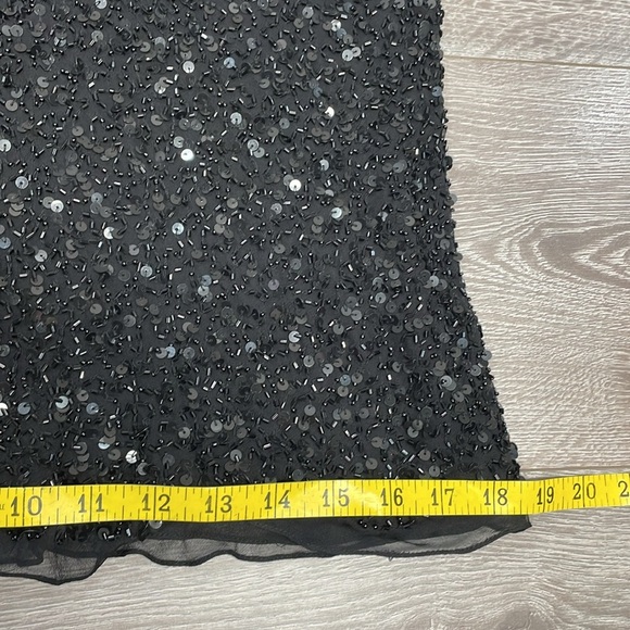 NWT Adrianna Papell Silk V-neck Sequin Flutter Sleeve Evening Dazzling Winds L - Picture 8 of 14